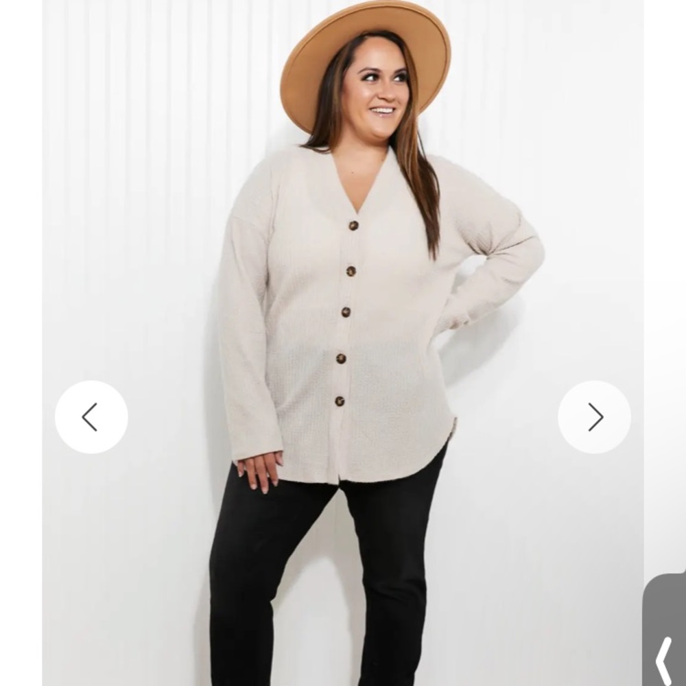 New Heimish Waffle Knit Button Down Cardigan Color Oatmeal size 2XL